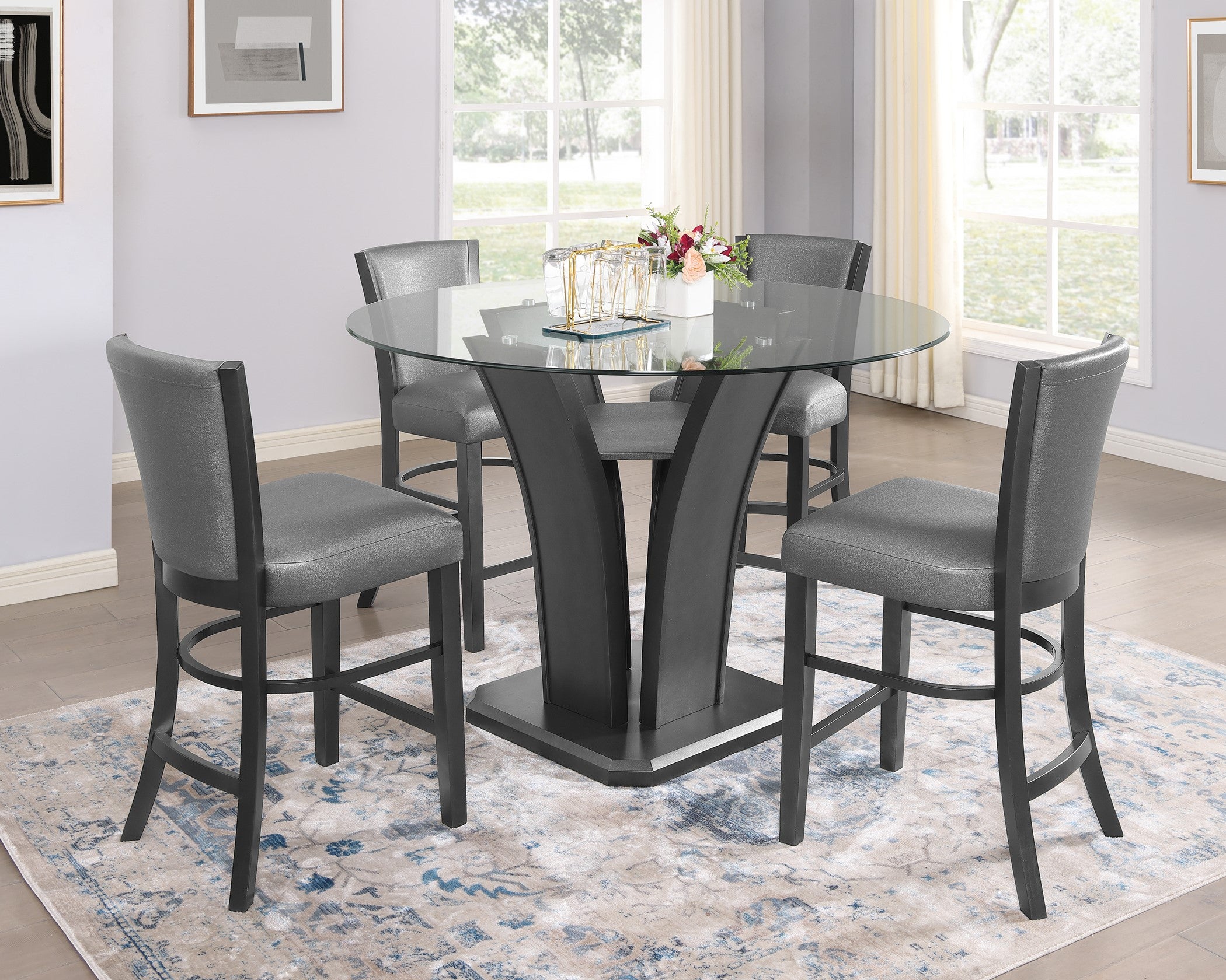 1716 Camelia Counter Ht. counter height two-tone dining table with chairs 2 different color options