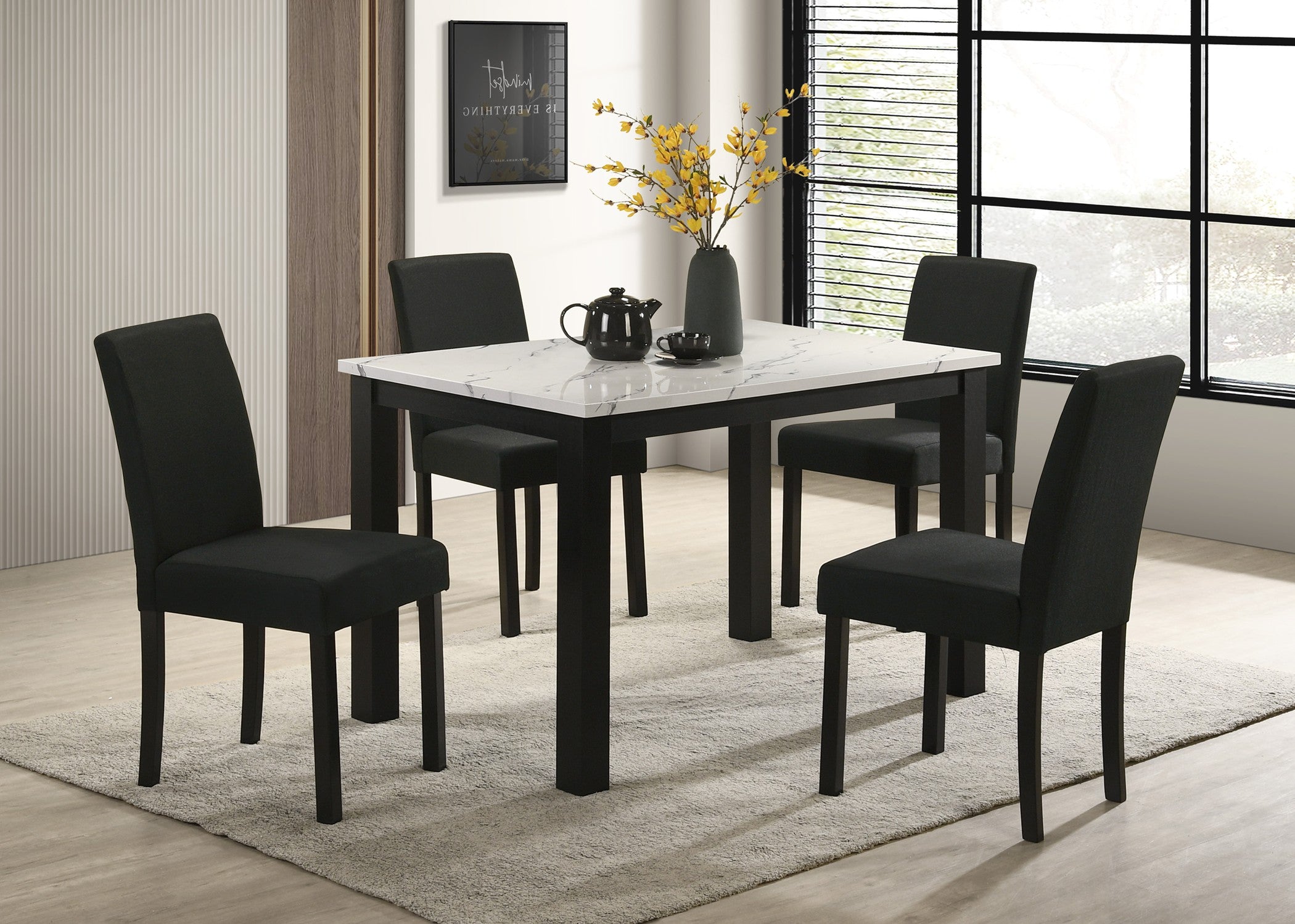 2120 Resia marble style 5 piece dining table with chairs :