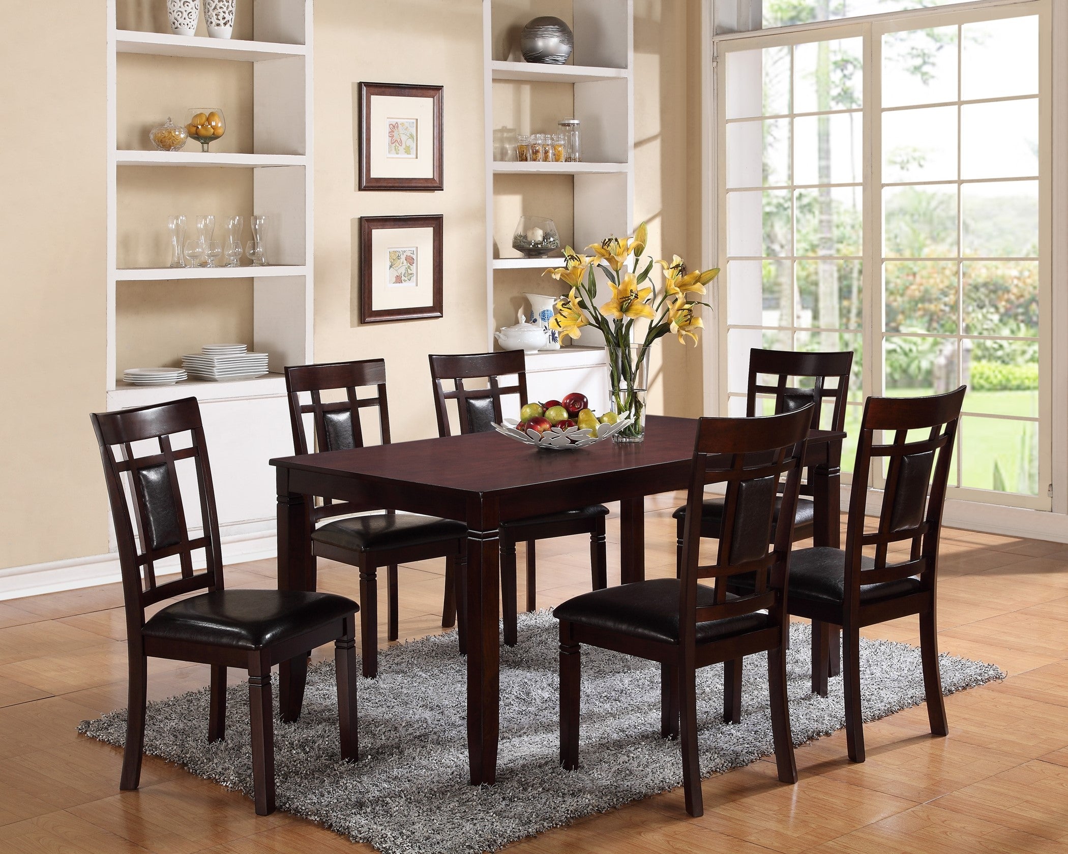 2325 Paige 7 Pk. dark brown dining table with chairs 2 color options