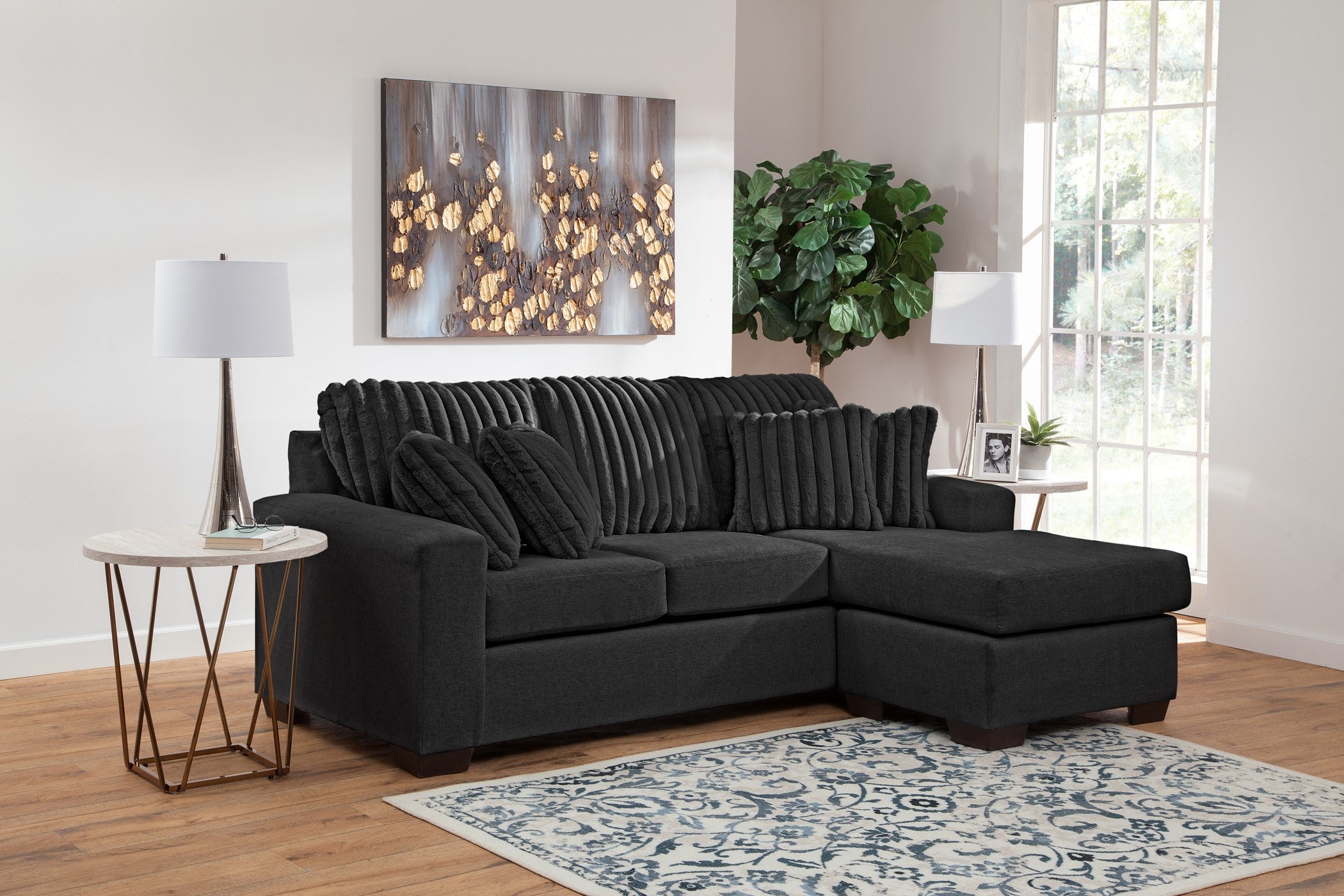 2910 Implosion Black living room sectional :