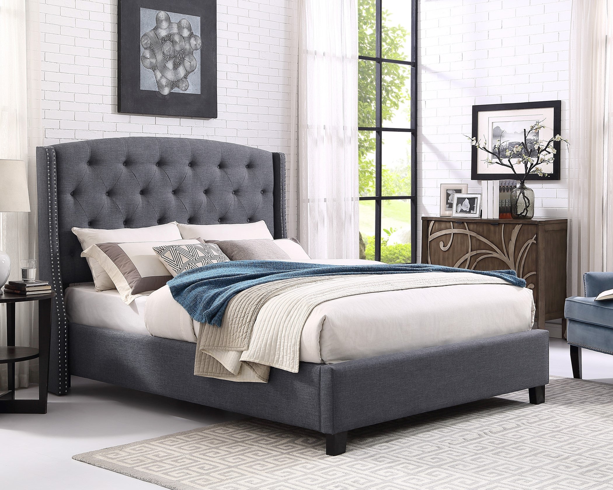 5111 Eva Grey bed available in King or Queen Size