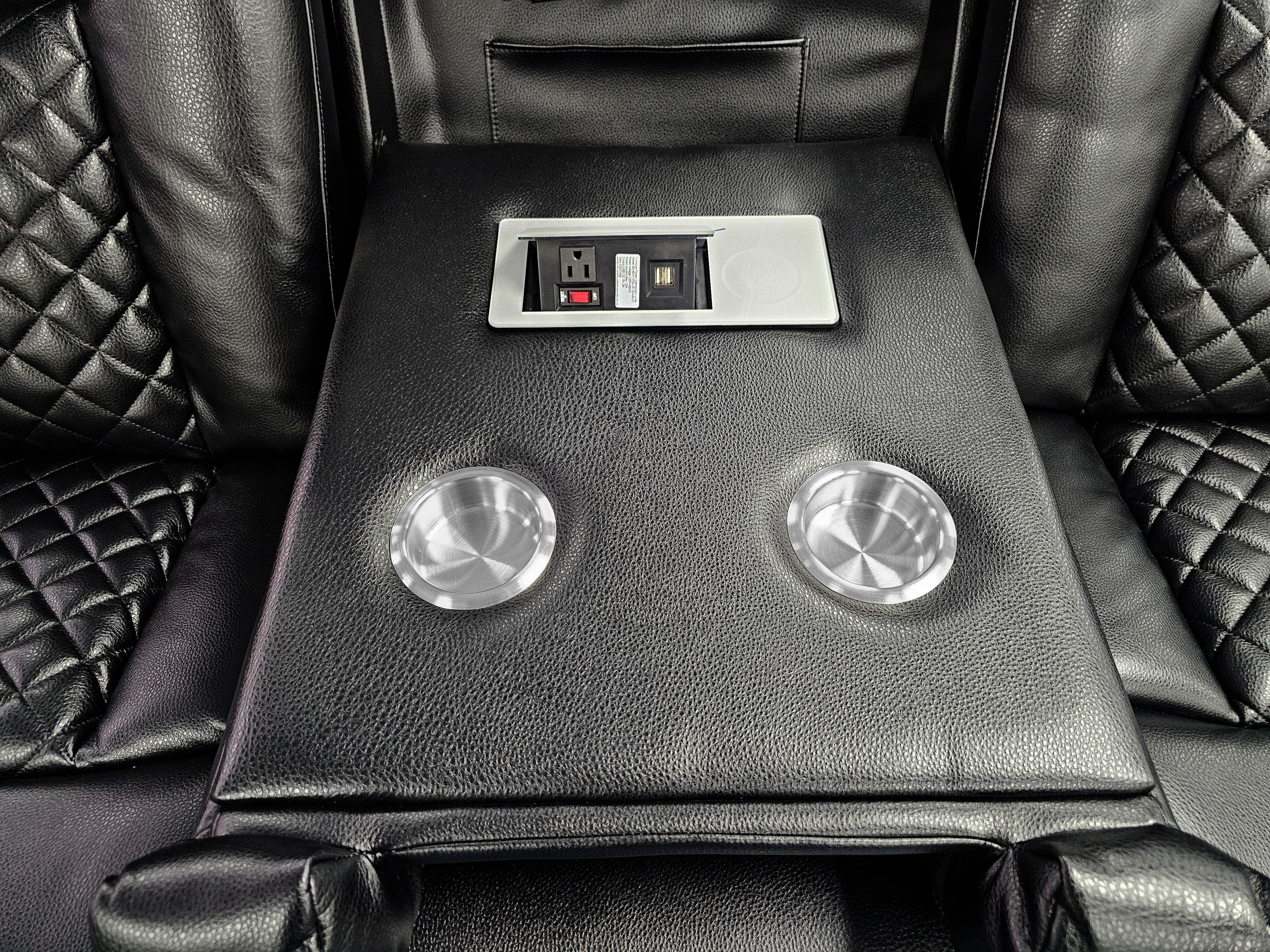 2pc U8900 Carlo Black hidden storage, usb connections, LED lights are just a few of many features with this reclining living room set