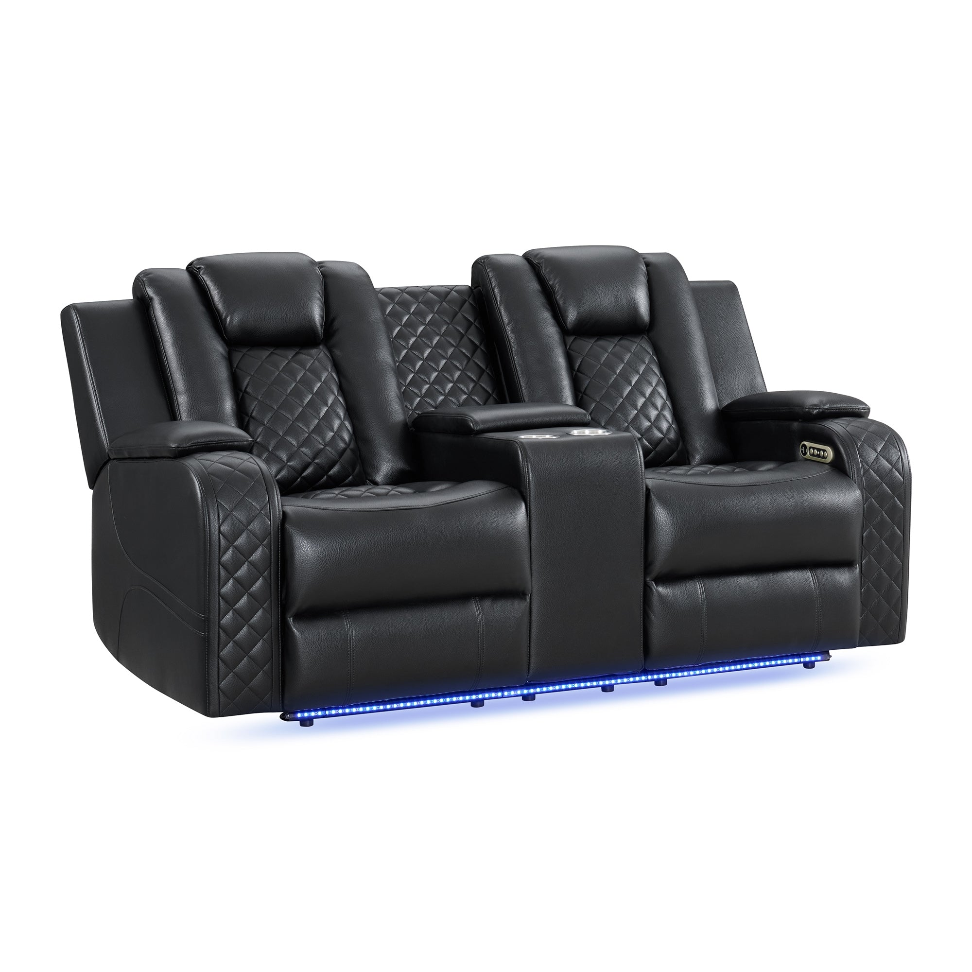 2pc U8900 Carlo Black hidden storage, usb connections, LED lights are just a few of many features with this reclining living room set