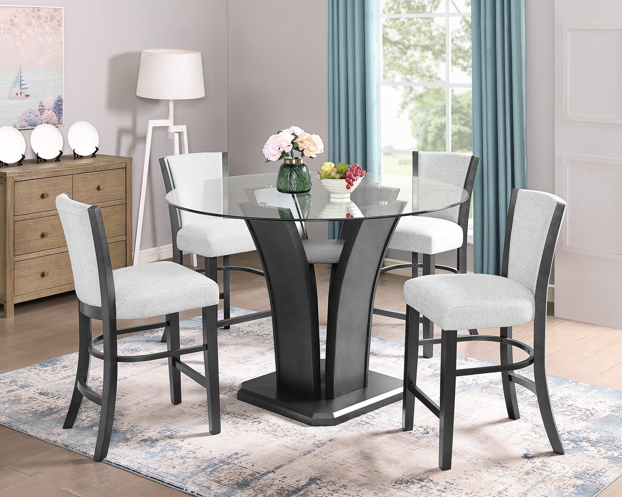 1716 Camelia Counter Ht. counter height two-tone dining table with chairs 2 different color options