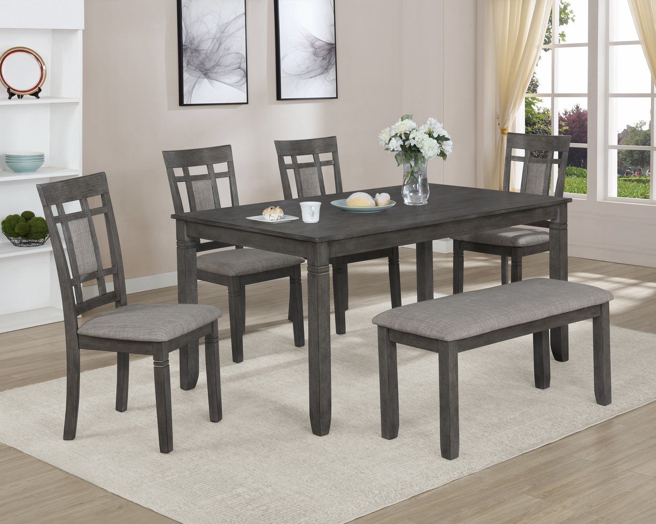 2325 Paige 7 Pk. dark brown dining table with chairs 2 color options