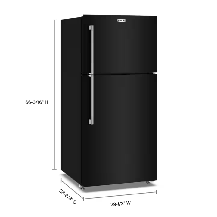 30-Inch Wide Top-Freezer Refrigerator with Garage Mode—19 Cu. Ft. Black MRTX5119SB | MaytagIcons/facebookAvatar/Fill - DefaultAvatar/Fill - Default0: Icons / Dark / Step ForwardFill 11facebook_blackpinterest_blackTwitter_Logo_BlackGroup 140: Ico