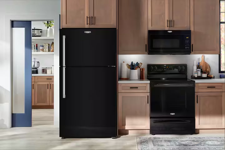 30-Inch Wide Top-Freezer Refrigerator with Garage Mode—19 Cu. Ft. Black MRTX5119SB | MaytagIcons/facebookAvatar/Fill - DefaultAvatar/Fill - Default0: Icons / Dark / Step ForwardFill 11facebook_blackpinterest_blackTwitter_Logo_BlackGroup 140: Ico