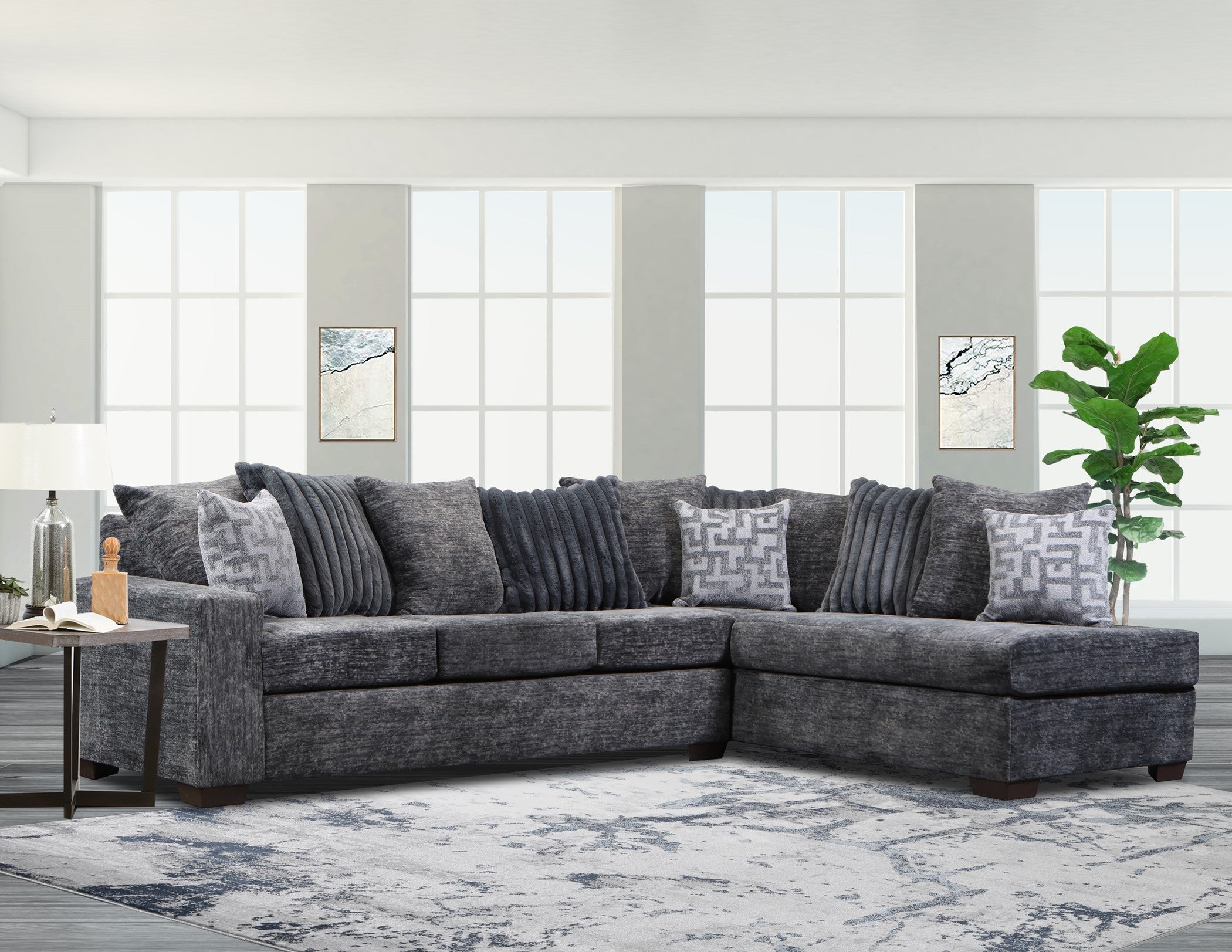 2865 Galactic Charcoal living room sectional : PF