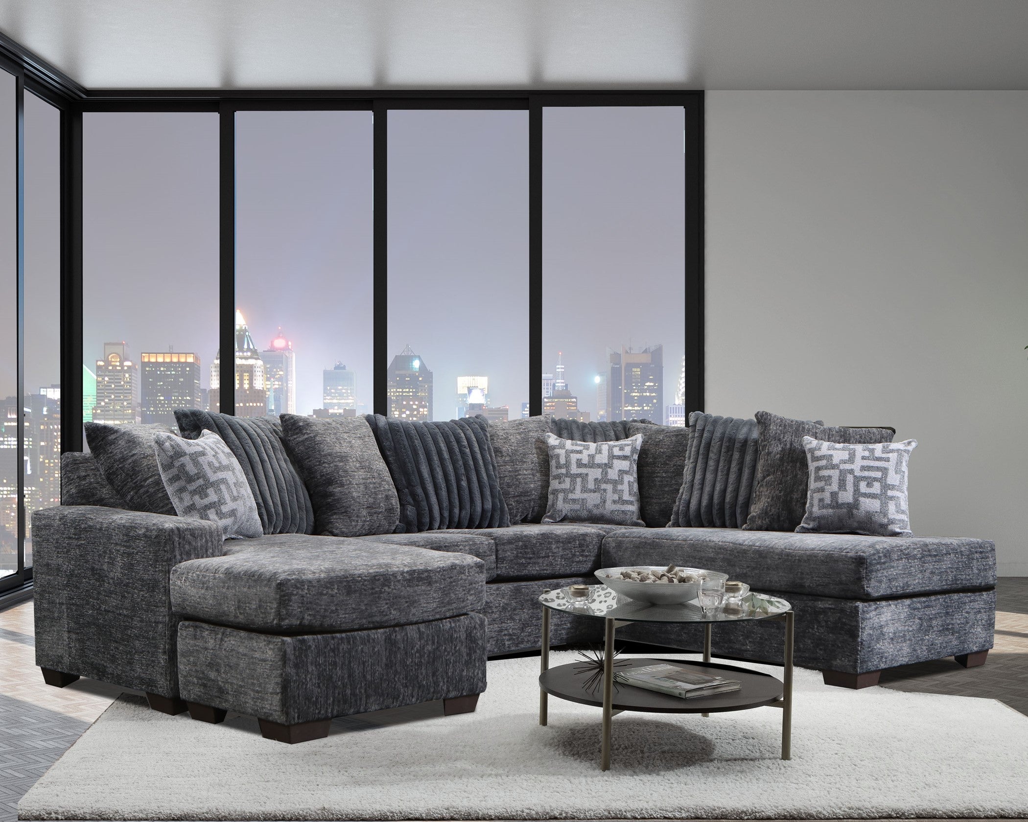 2875-07 Galactic Charcoal living room sectional :