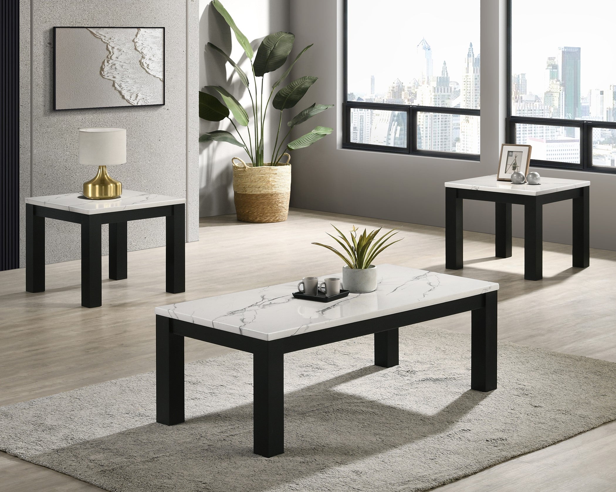 4170 Ivy White coffee and end table 3 pack set