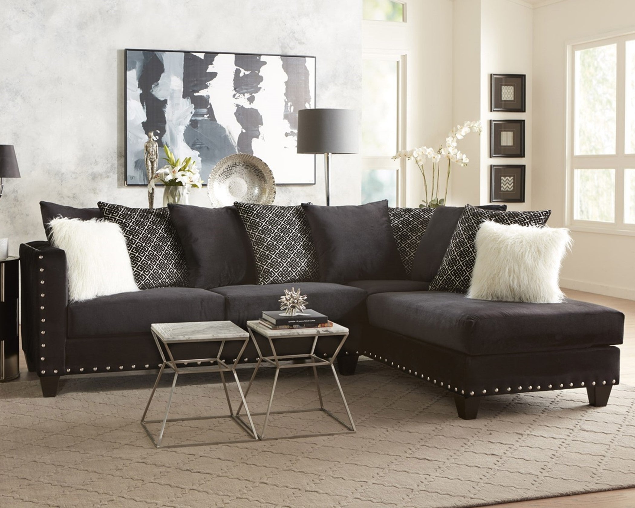 2019 Black Combo Sect living room sectional : PF