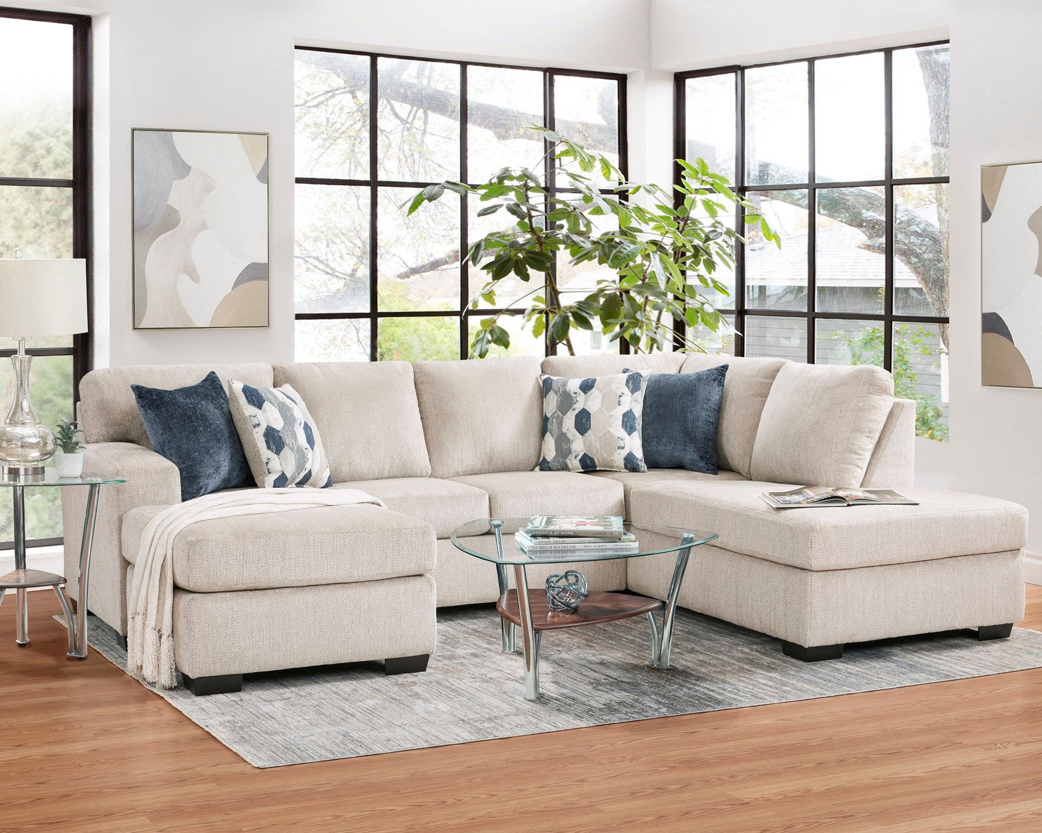 4450 Herringbone Oatmeal living room sectional :