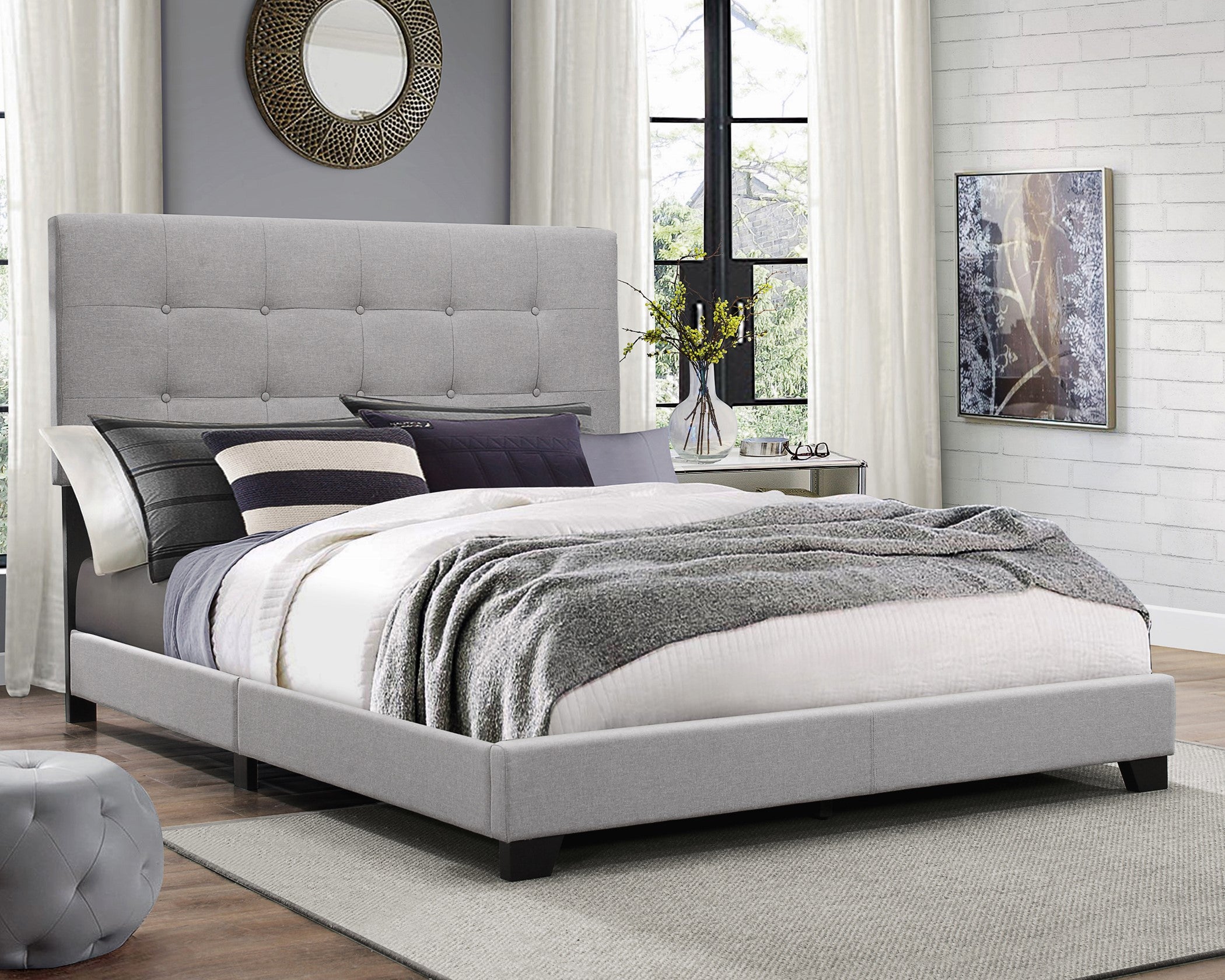 5270 Florence Bed upholstered contemporary style bed available in King or Queen Size : PFC Furniture Industries, Discount Wholesale Furniture of Dallas and DFW Metroplex