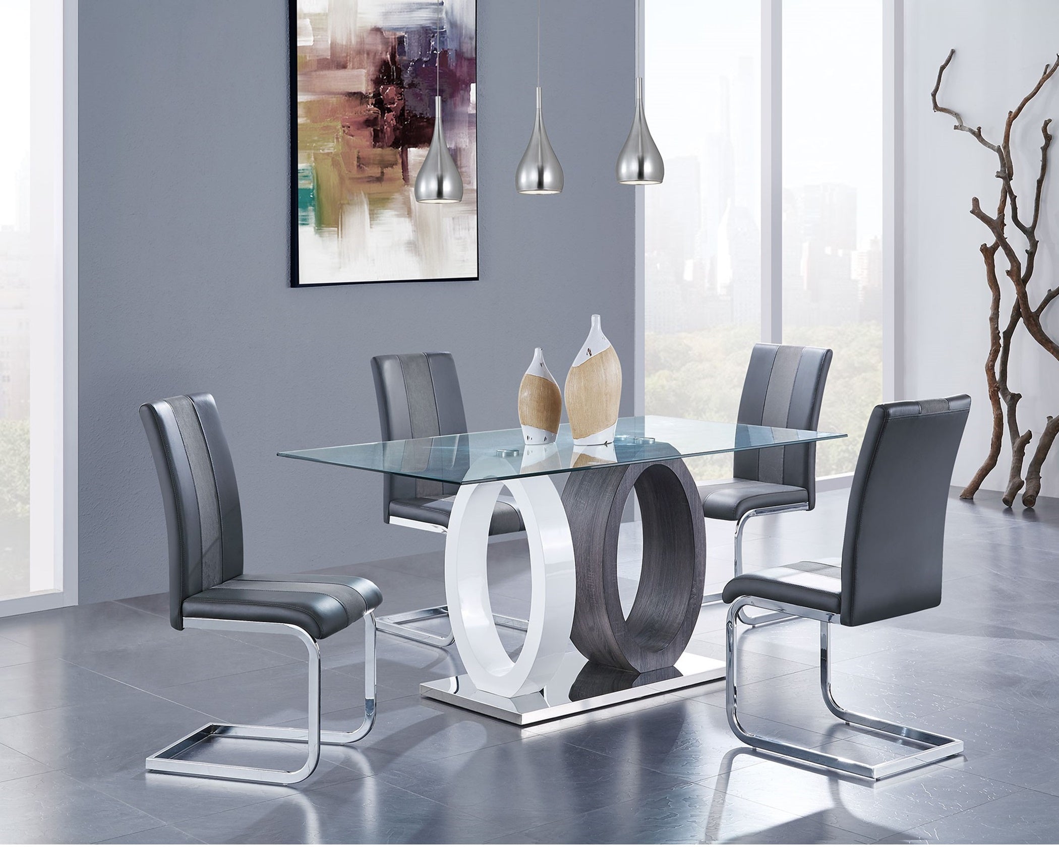 G1628 Grey very affordable modern style dining table with chairs