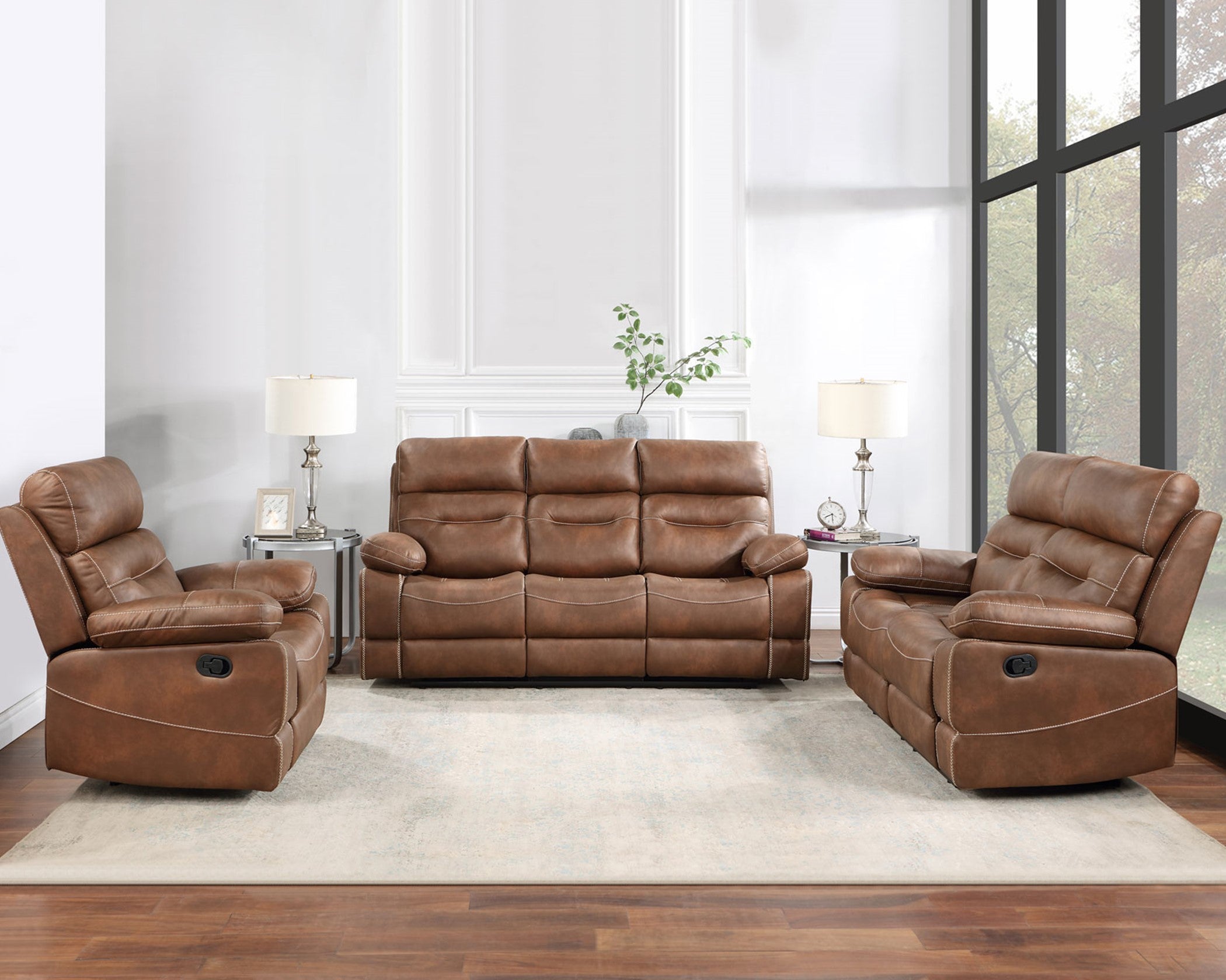 Rudger Rust no sag springs and pocket coil catnapper reclining living room set