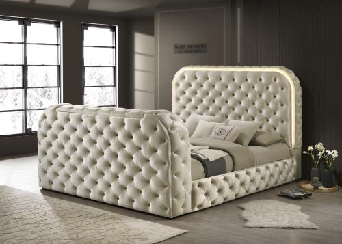 Valentina – King Bed – Cream
