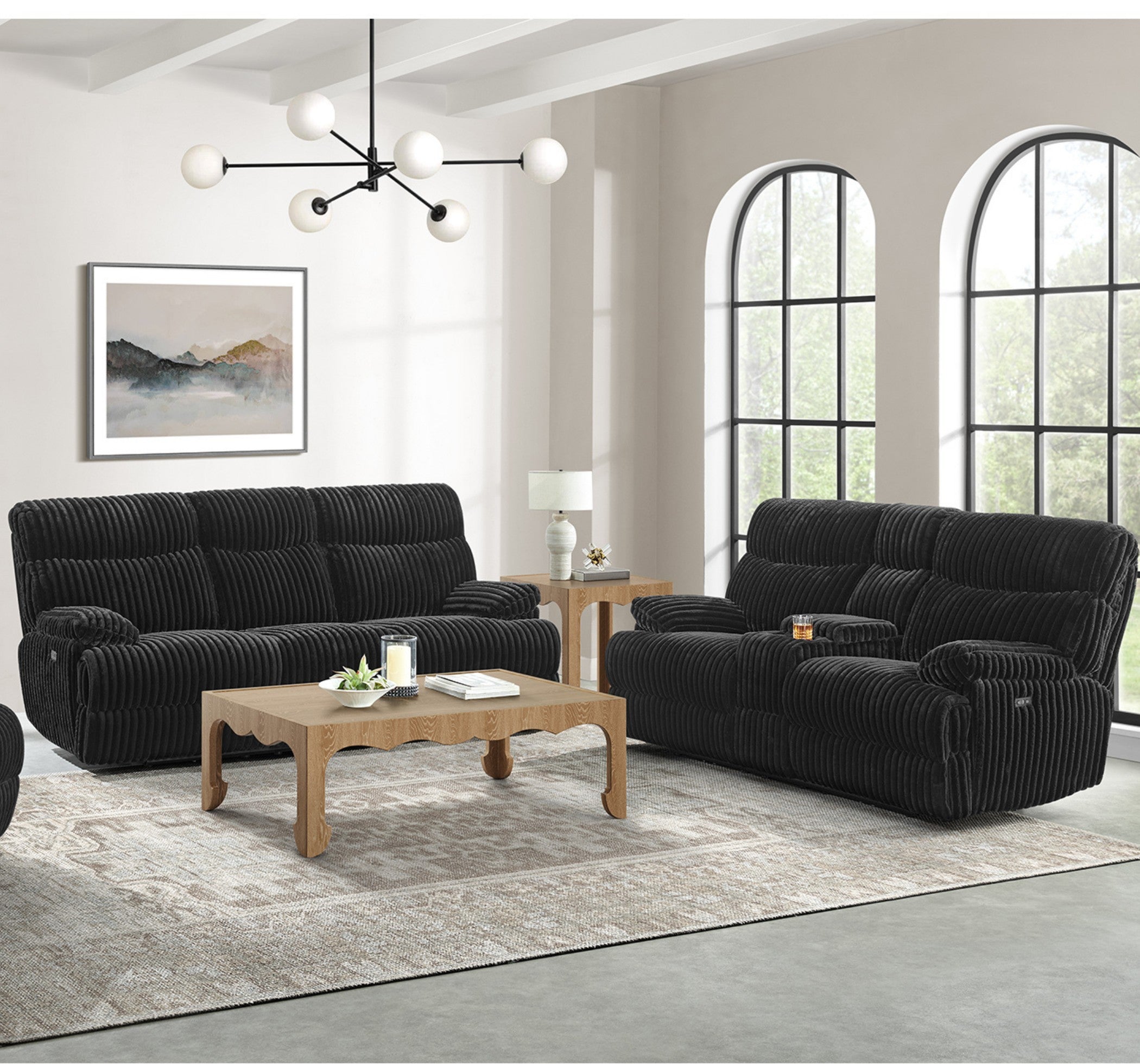 The Admiral loveseat with center storage is included with this discounted reclining living room set