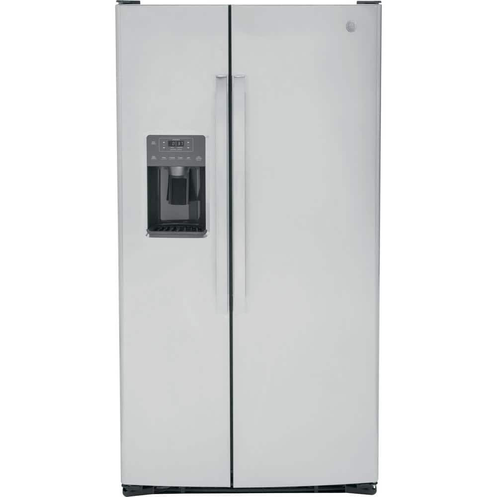 GE 25.3 cu. ft. Side by Side Refrigerator in Fingerprint Resistant Stainless Steel, Standard Depth GSS25GYPFS