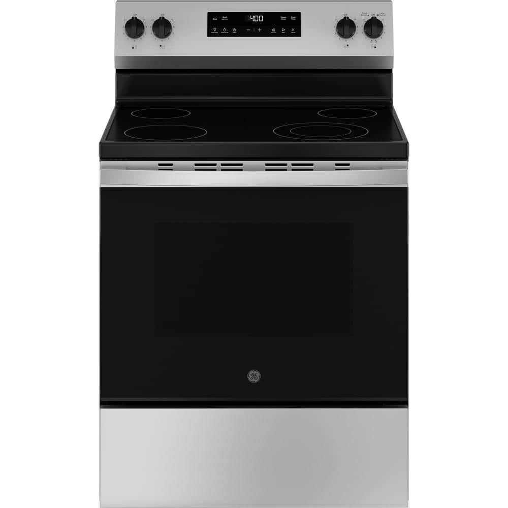 GE 30 in. 4 Burner Element Free-Standing Electric Range in Stainless Steel GRF400SVSS